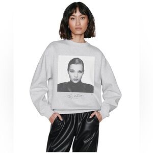 Anine Bing Gray Sweatshirt with Iconic Portrait